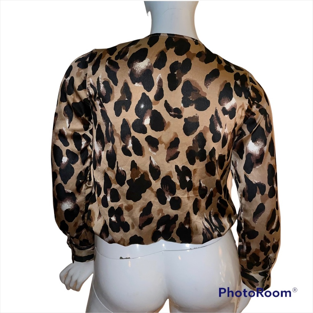 Leopard Print Layered Wrap Blouse - image 5